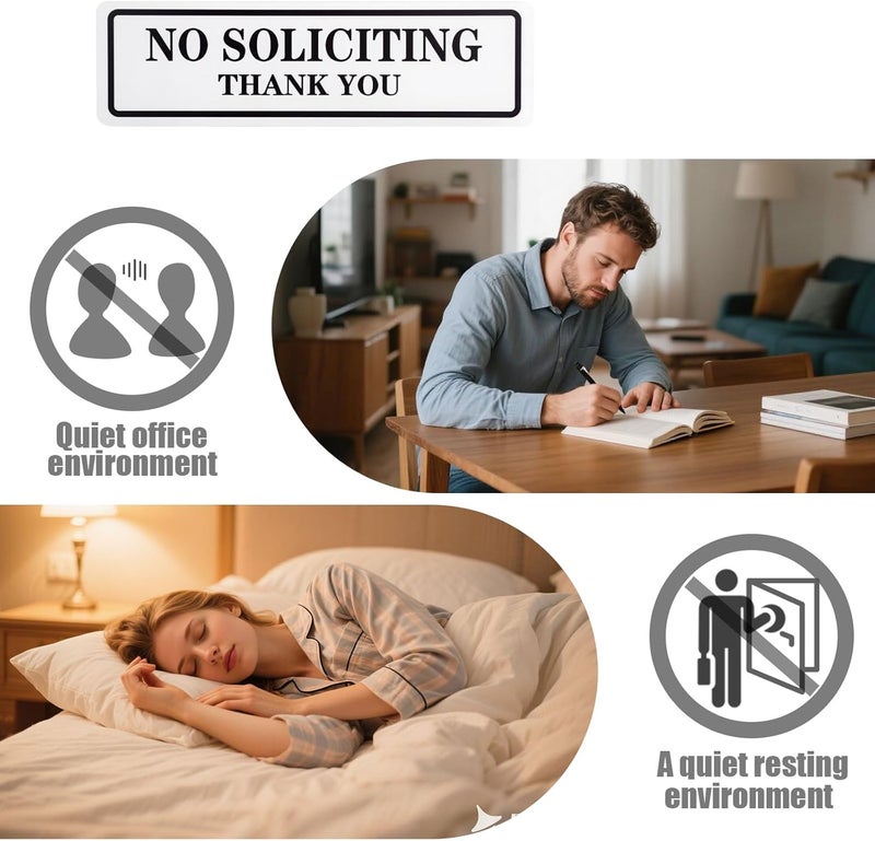 Qofaoye No Soliciting Sign for House That Keeps Solicitors Away, Super strong tape for all surfaces, 8.3 × 2.4 In,2025 version, Perfect for Home Office Front Doors, Windows, Walls, Courtyard - Image 4
